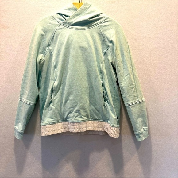 Lululemon All Good Tranquil Blue White Pullover Hoodie Sweatshirt Size 10 EUC - Picture 4 of 10